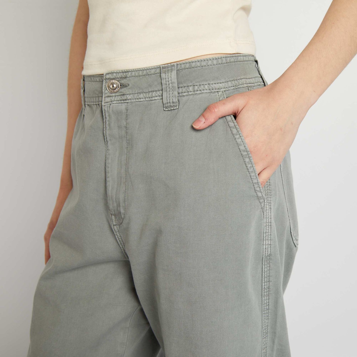 Pantalon large léger Gris