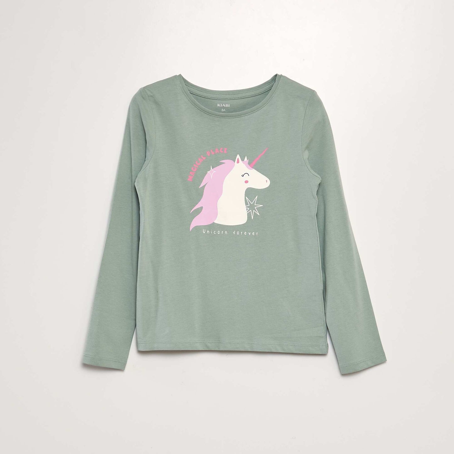 T-shirt imprimé à manches longues VERT