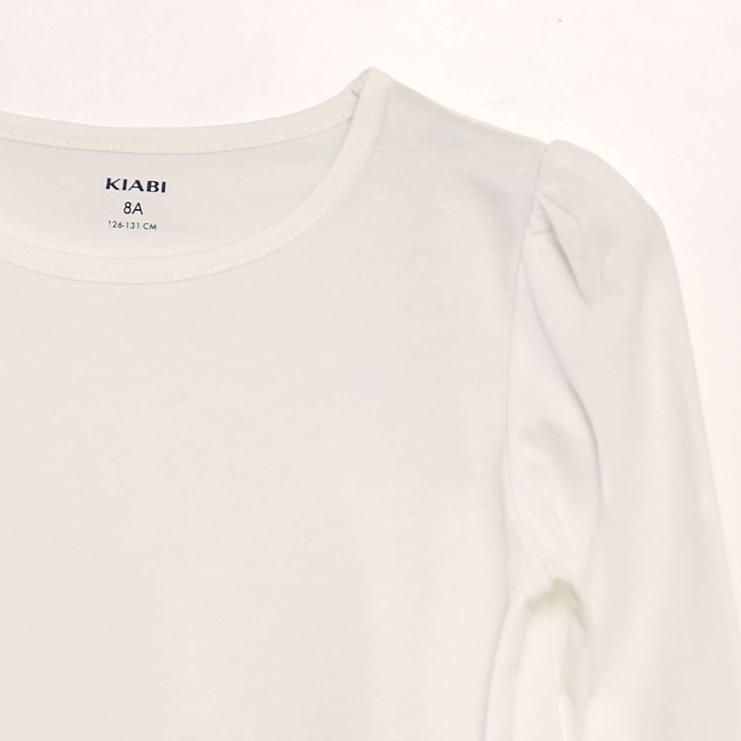 Tee-shirt uni avec épaules froncées BLANC