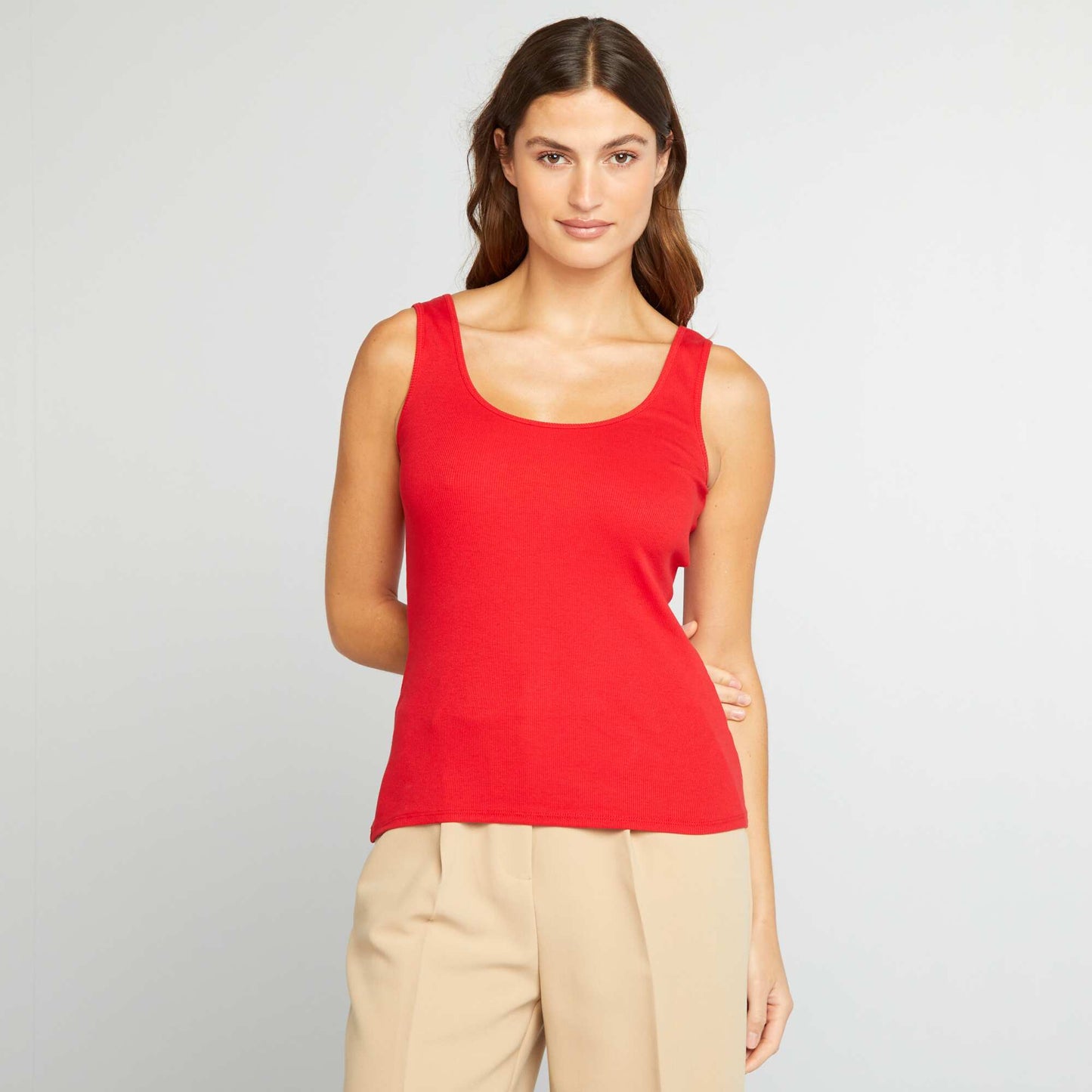 Débardeur uni à col dégagé Rouge