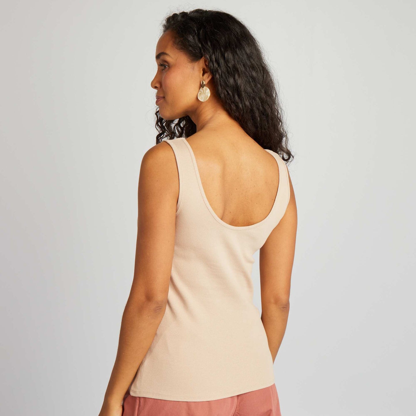 Débardeur uni à col dégagé Beige