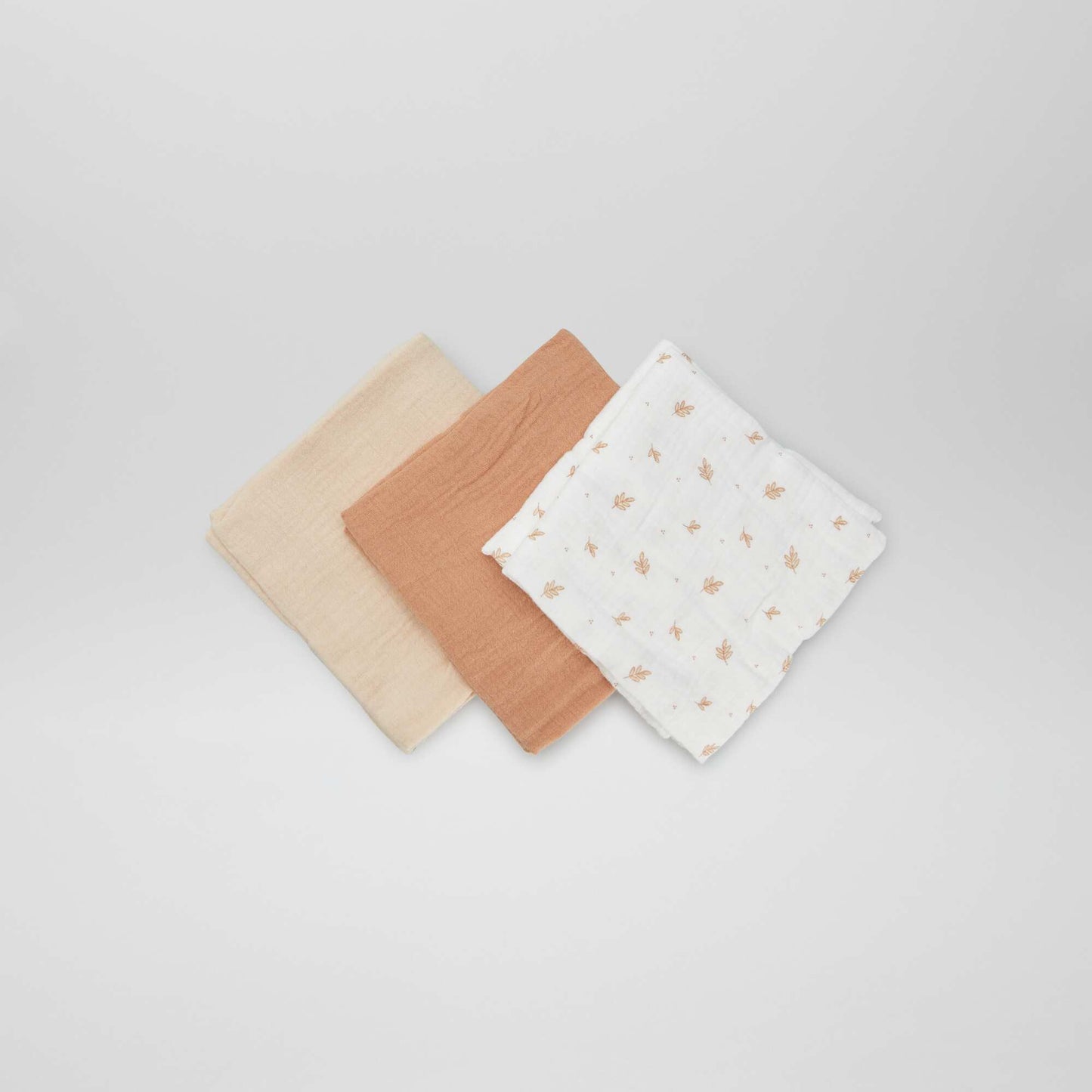 Lot de 3 langes en coton Beige