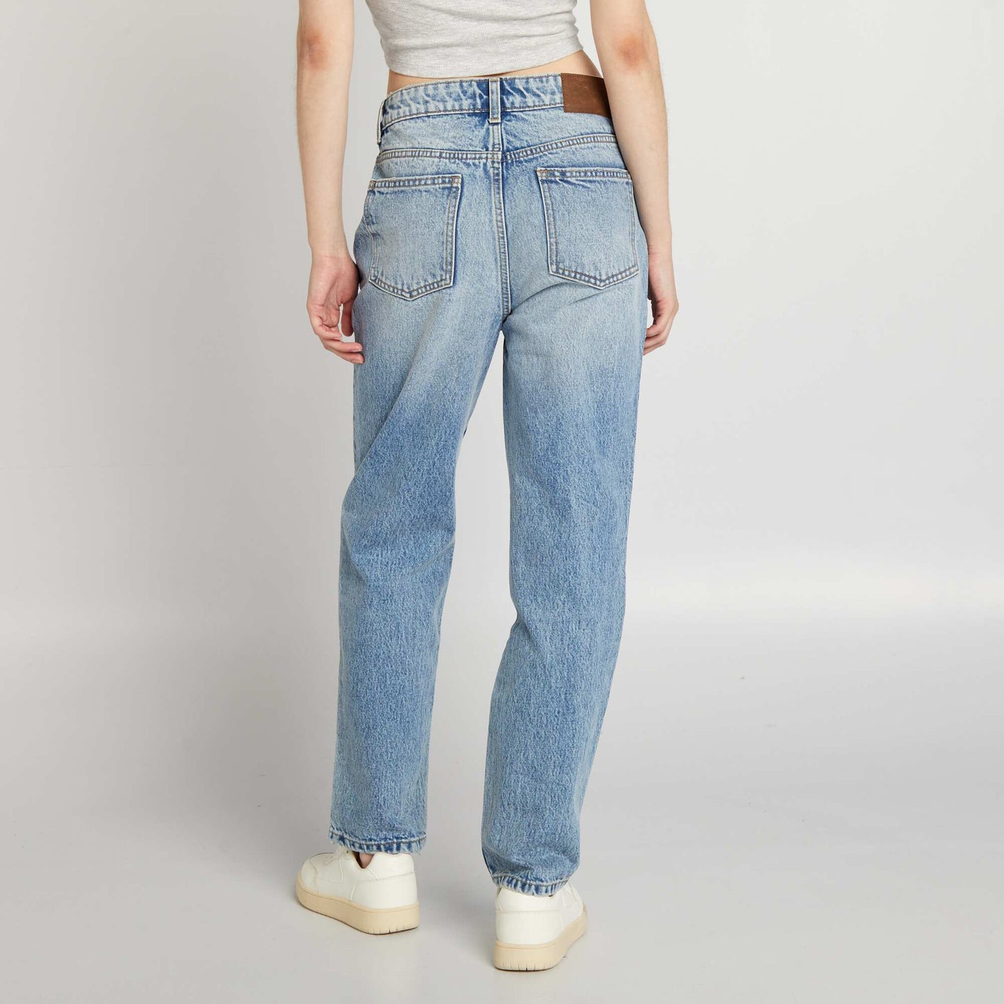 Jean droit à taille haute BLEU