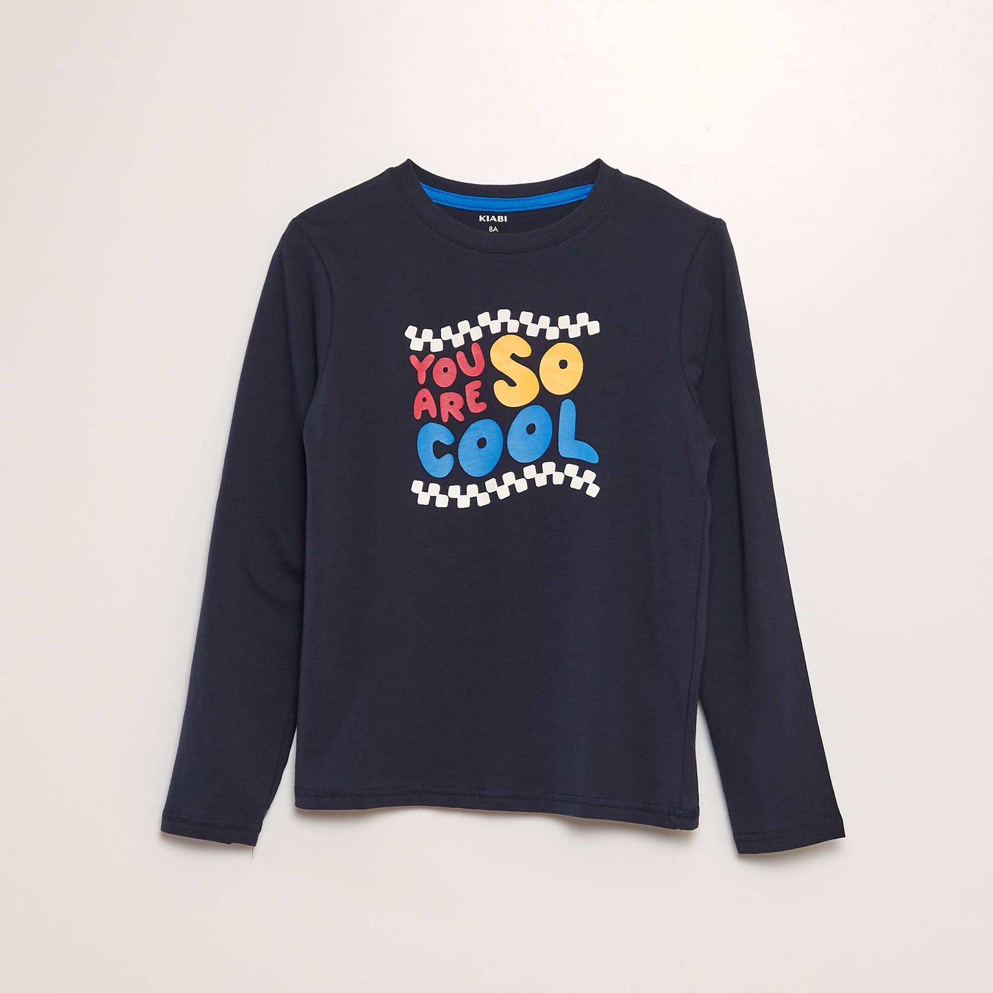 T-shirt en coton à manches longues Bleu ciel