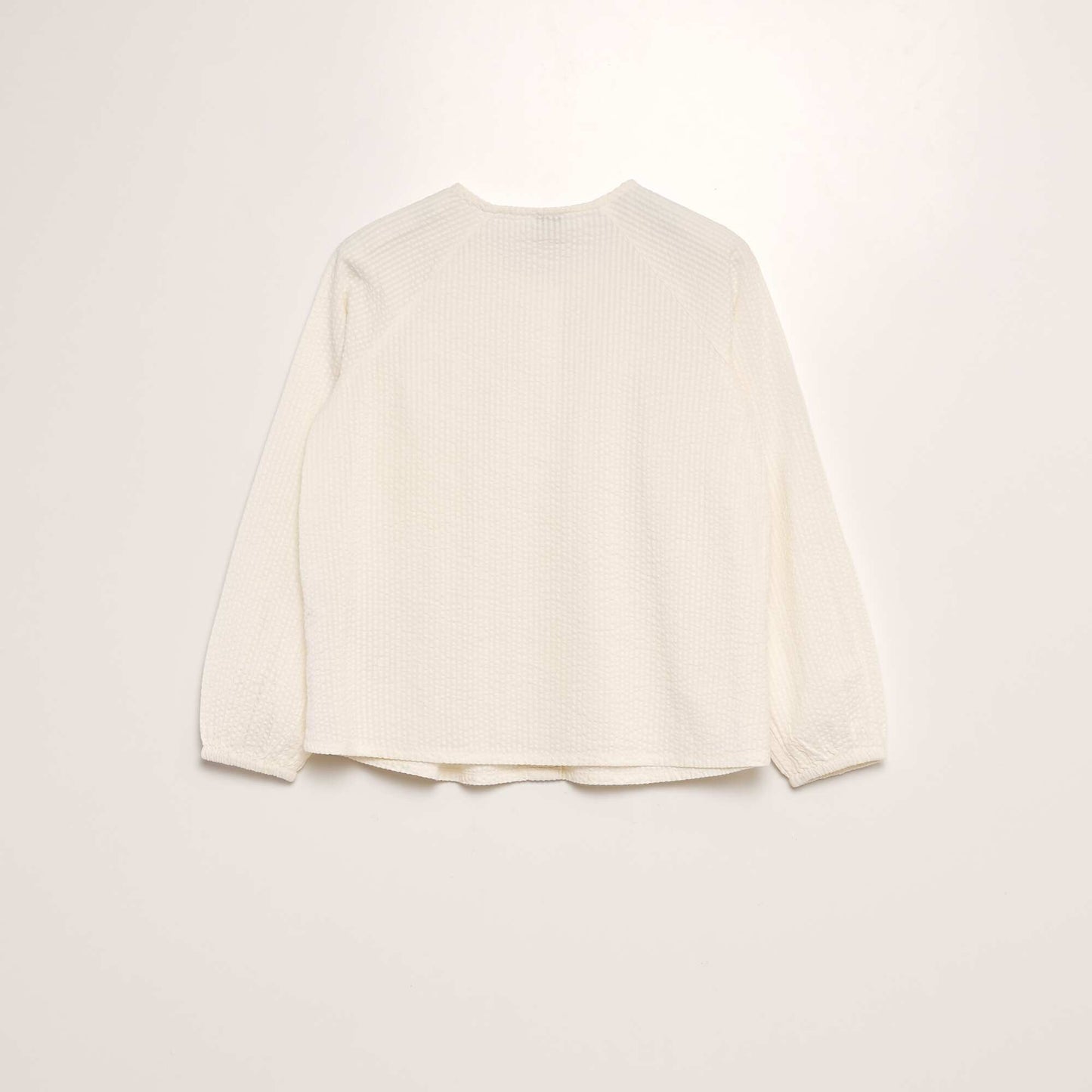 Blouse unie en maille gaufrée BLANC