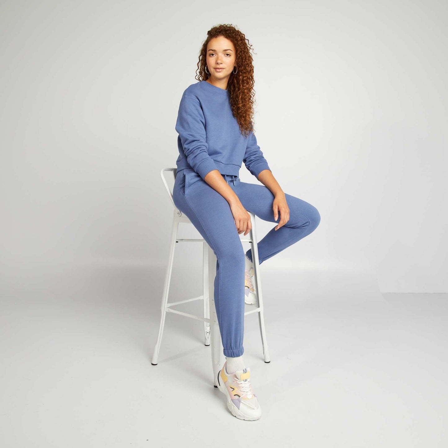 Sweat cropped à col rond BLEU