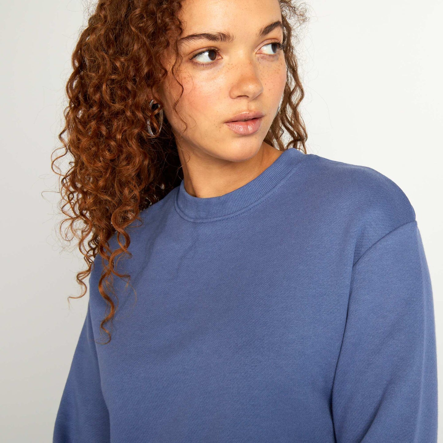 Sweat cropped à col rond BLEU