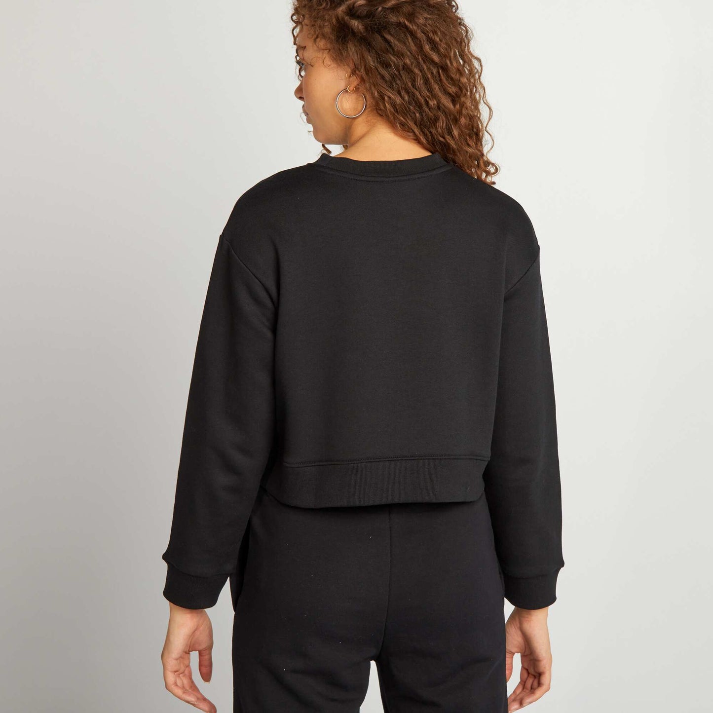 Sweat cropped à col rond NOIR