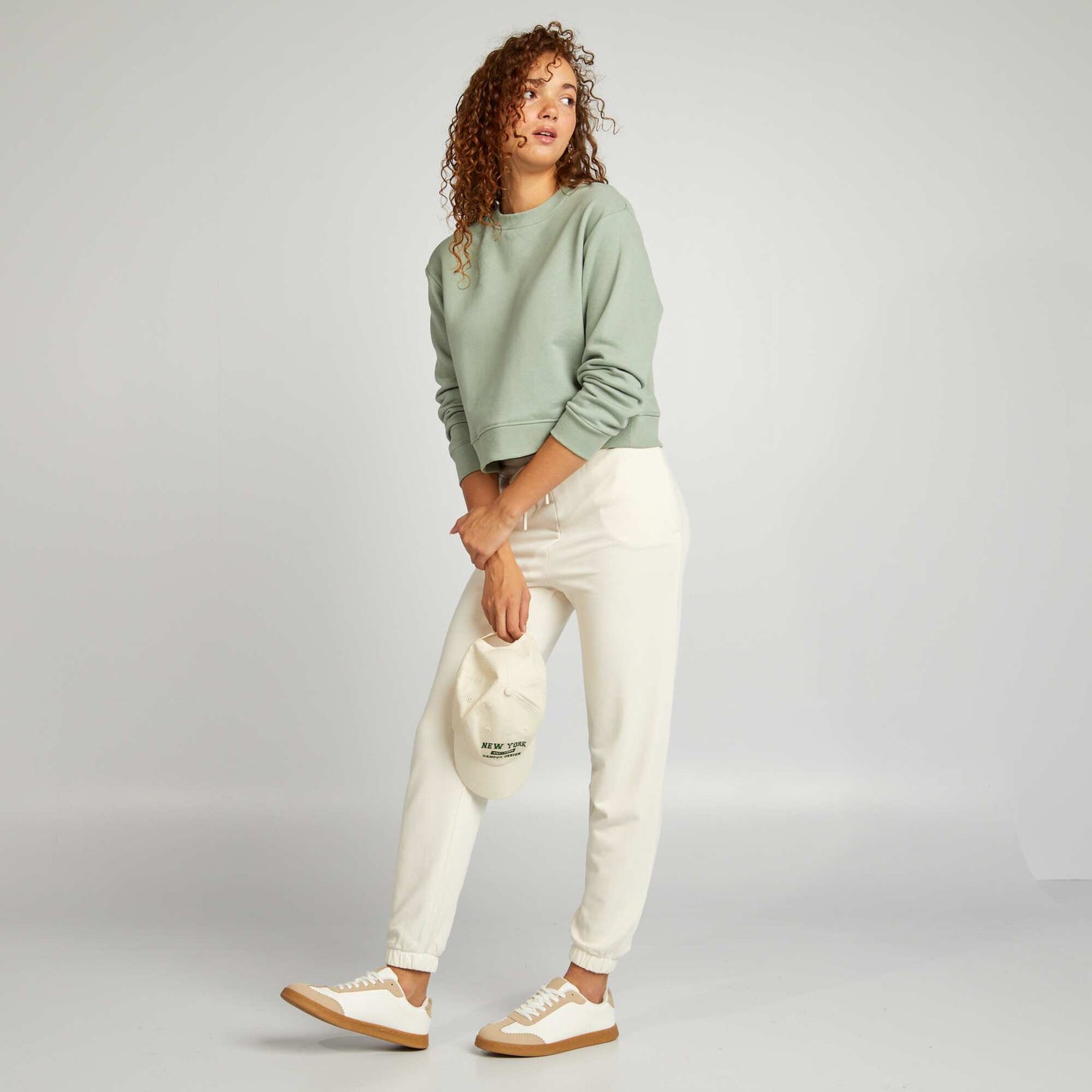 Sweat cropped à col rond VERT