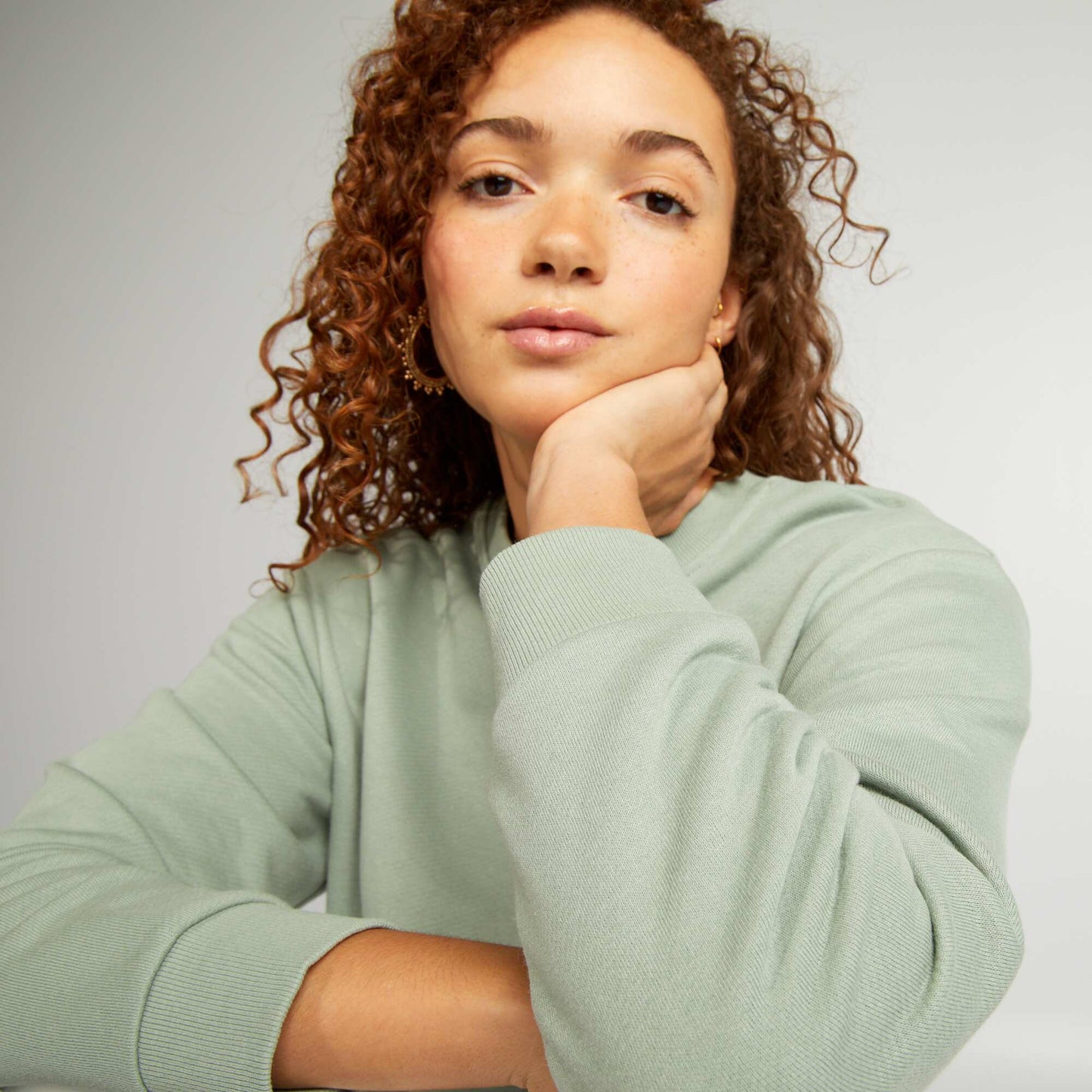 Sweat cropped à col rond VERT