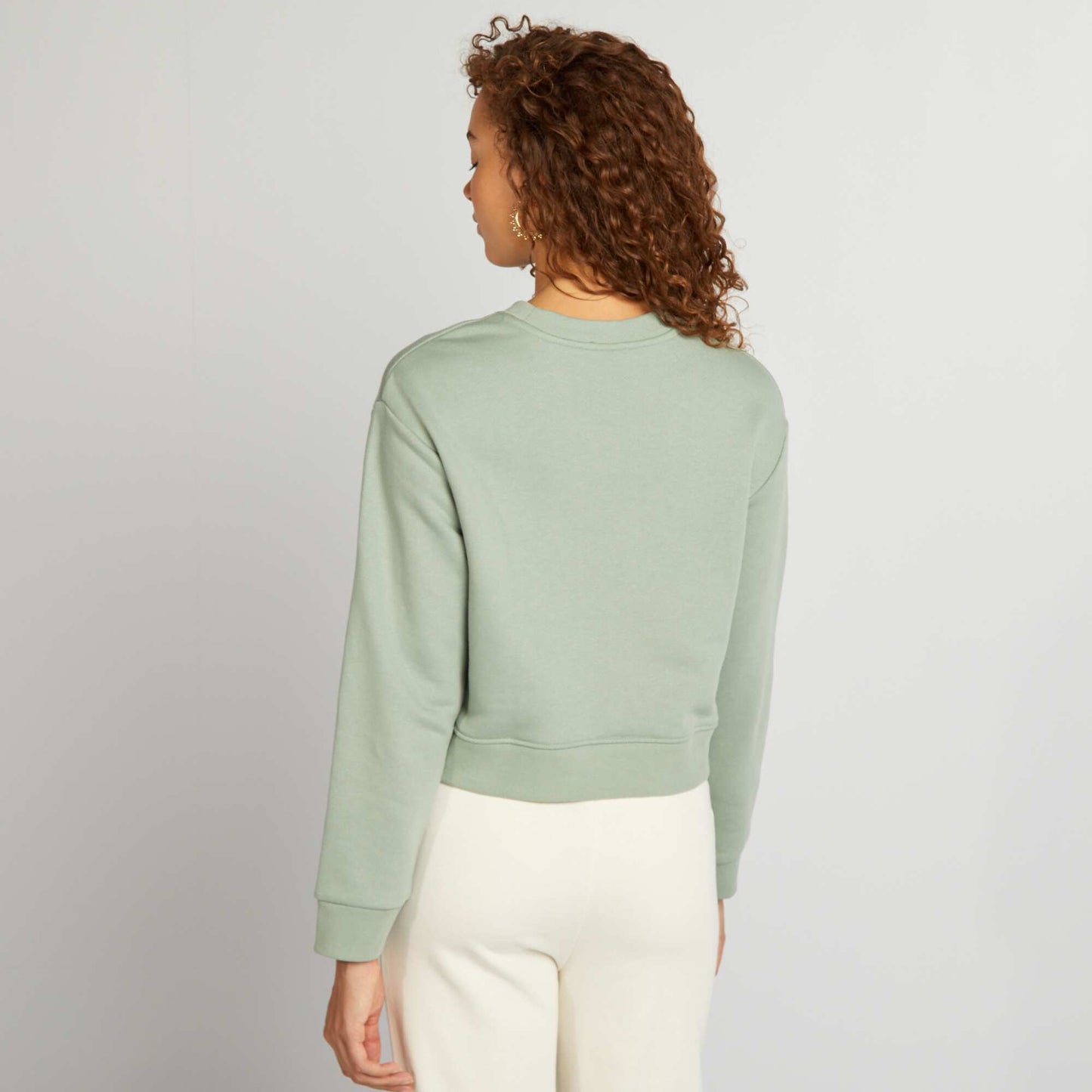 Sweat cropped à col rond VERT