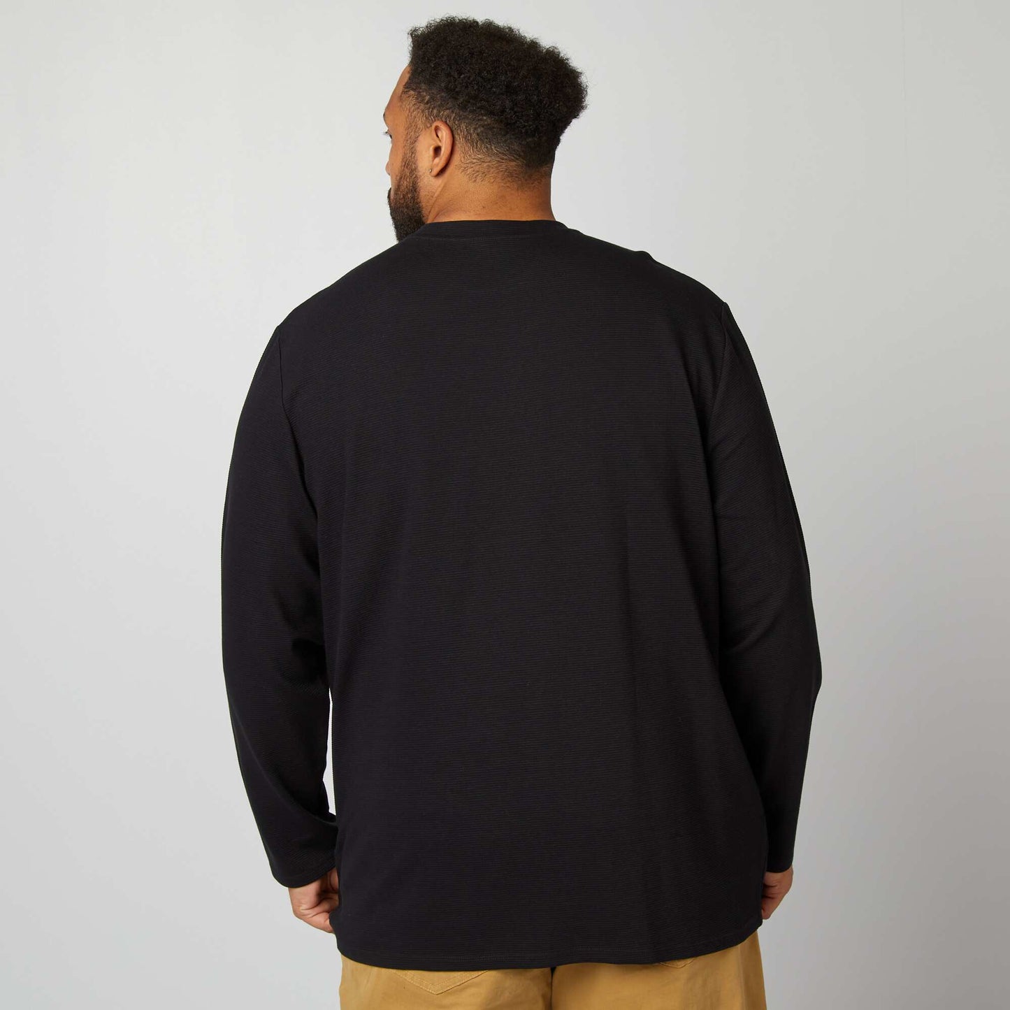 T-shirt épais en maille ottoman uni NOIR