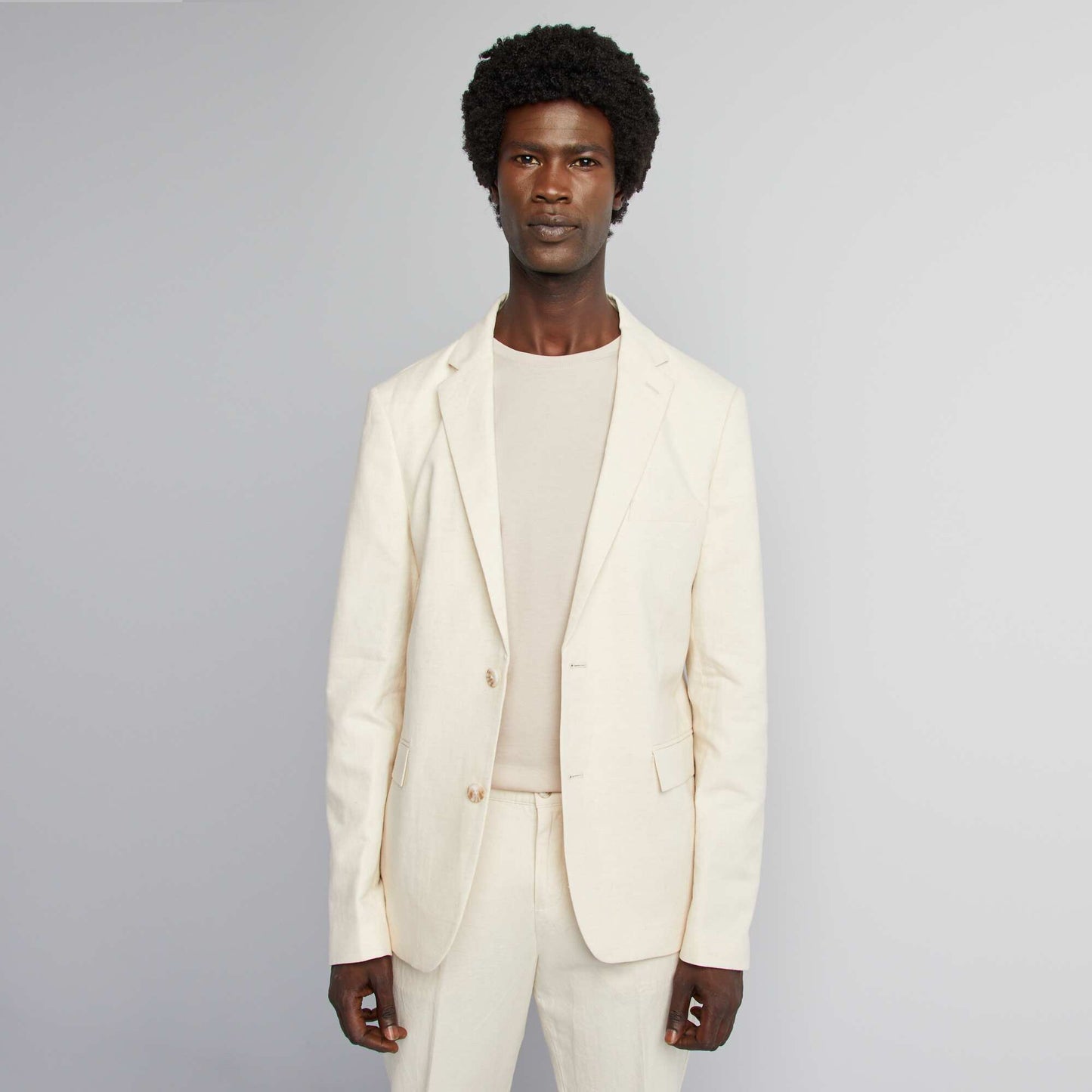 Veste de costume slim en lin mélangé BEIGE