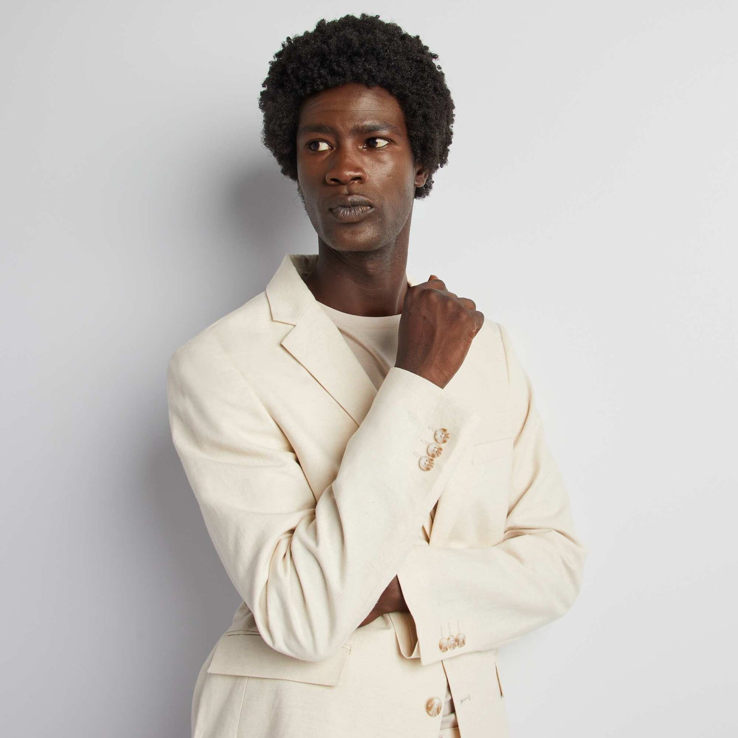 Veste de costume slim en lin mélangé BEIGE