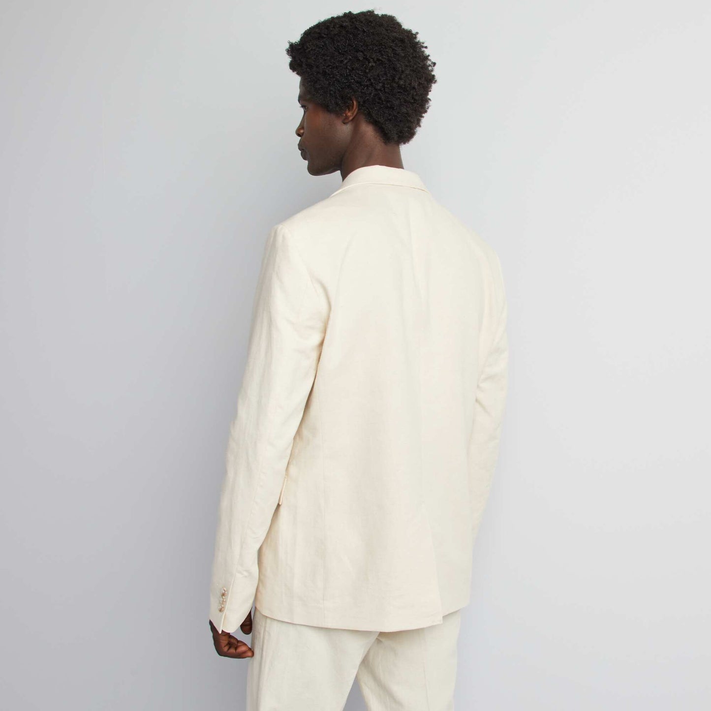 Veste de costume slim en lin mélangé BEIGE