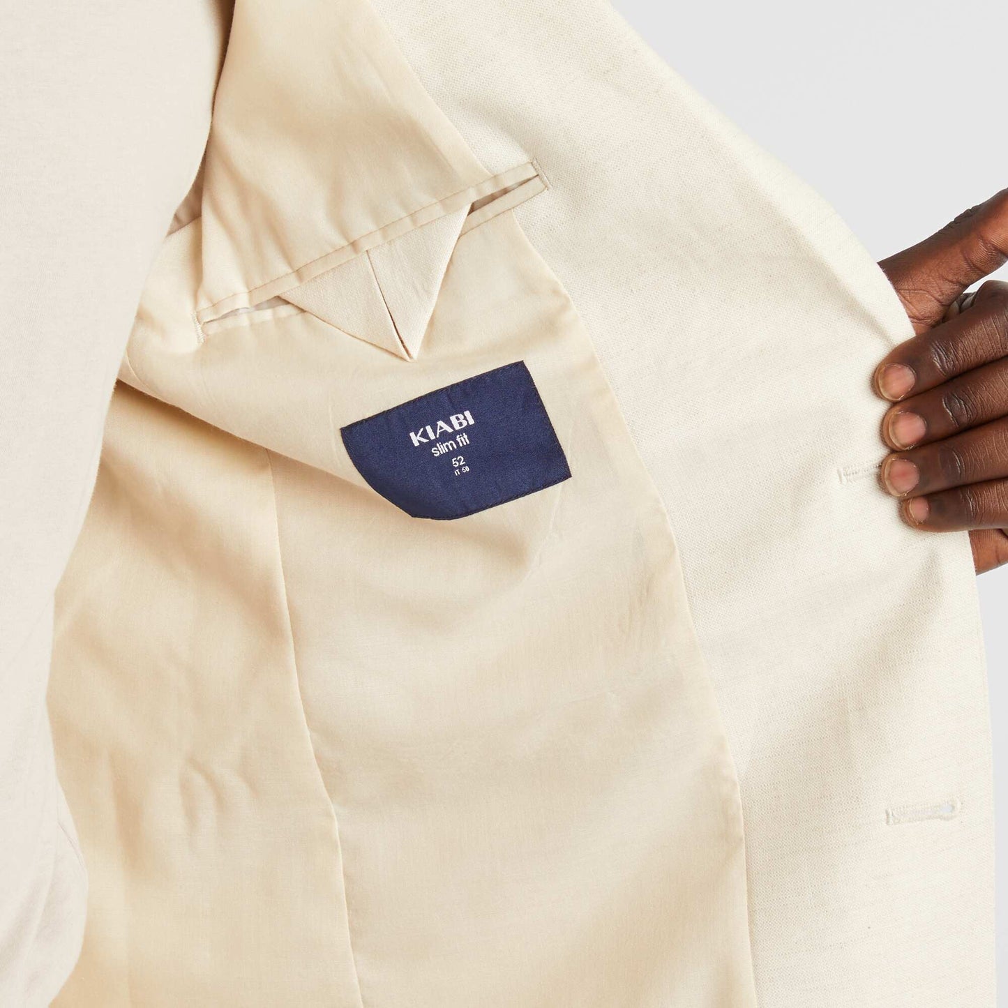 Veste de costume slim en lin mélangé BEIGE