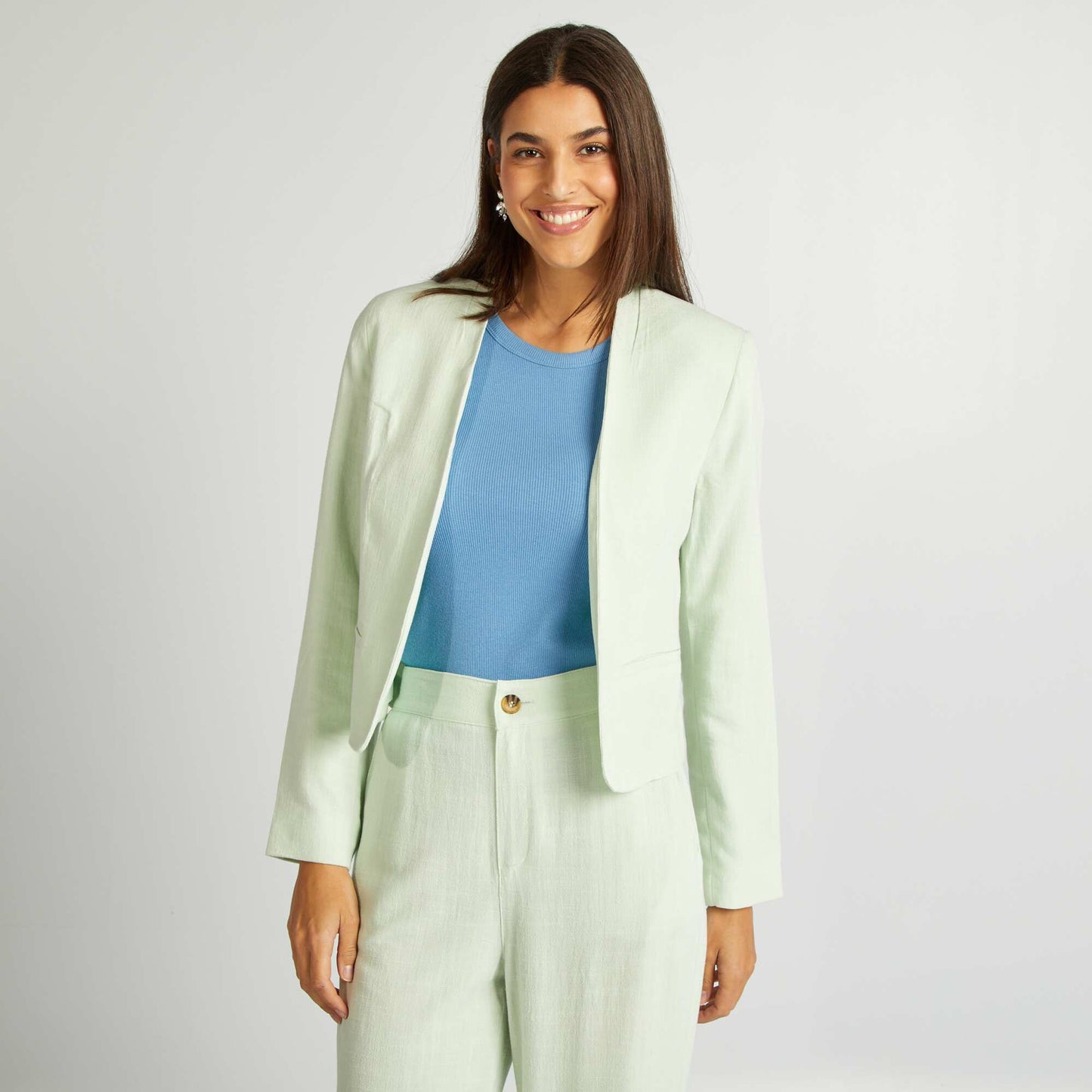 Veste courte en lin mélangé VERT