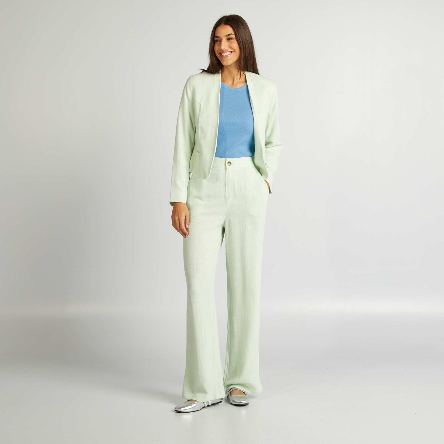 Veste courte en lin mélangé VERT