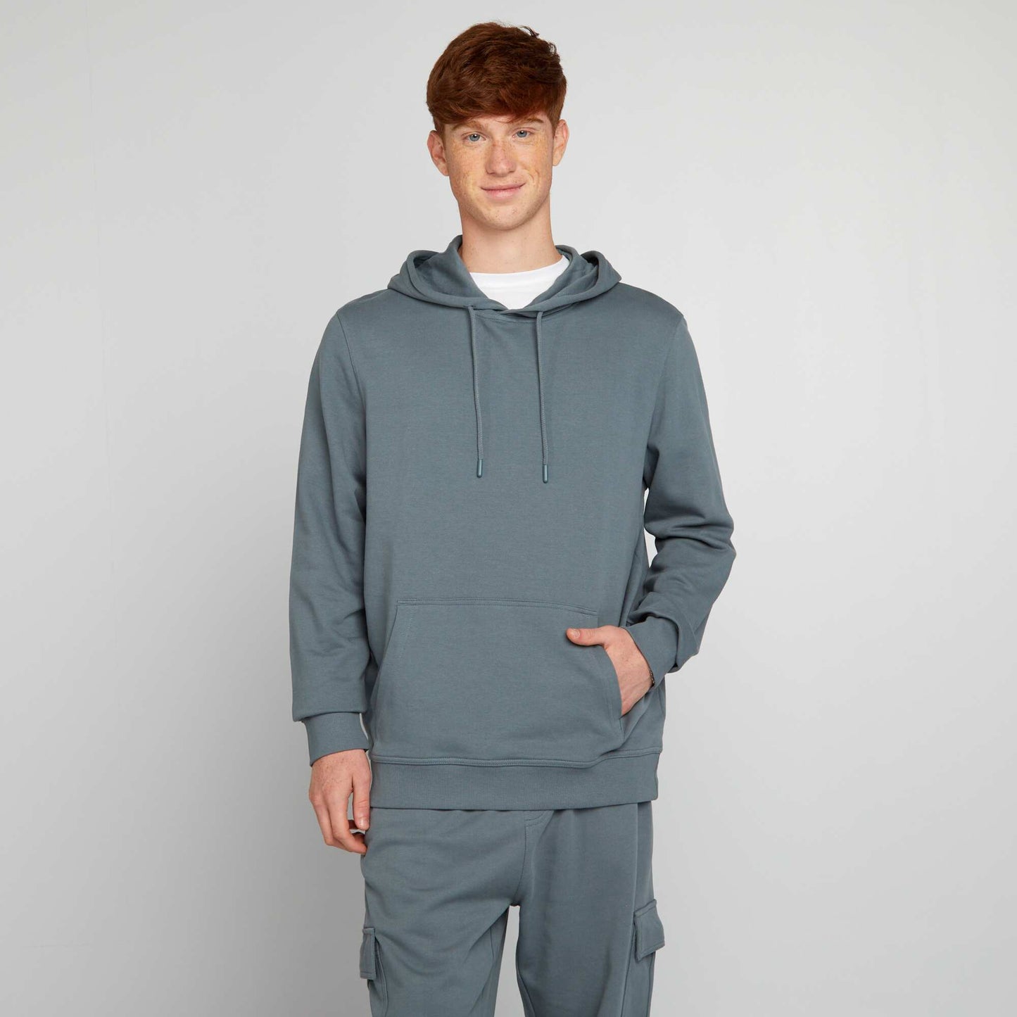 Sweat à capuche en molleton léger BLEU