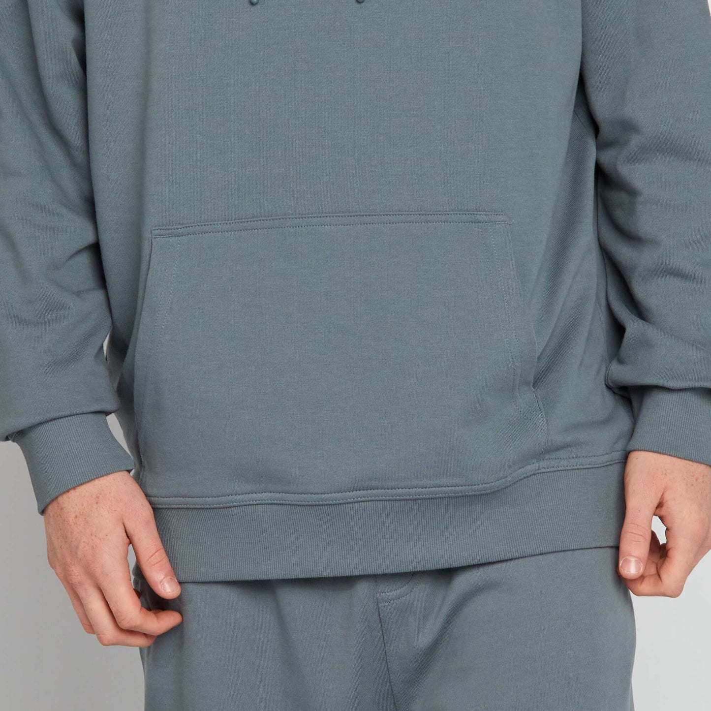Sweat à capuche en molleton léger BLEU