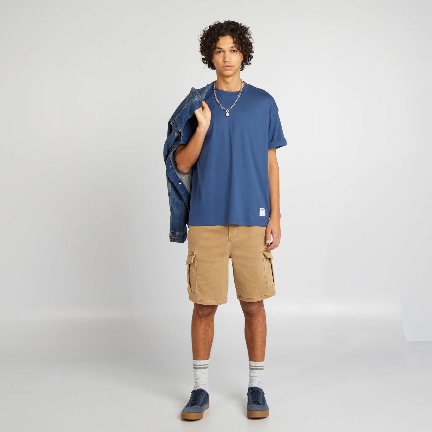 Short multipoches effet délavé Beige