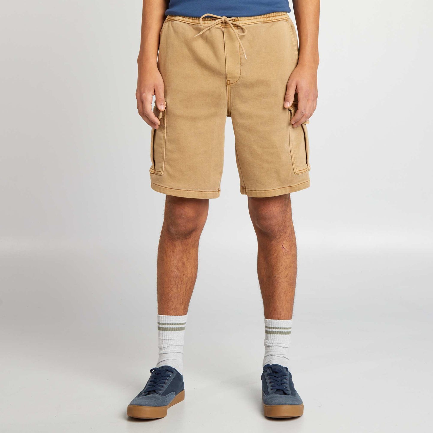 Short multipoches effet délavé Beige