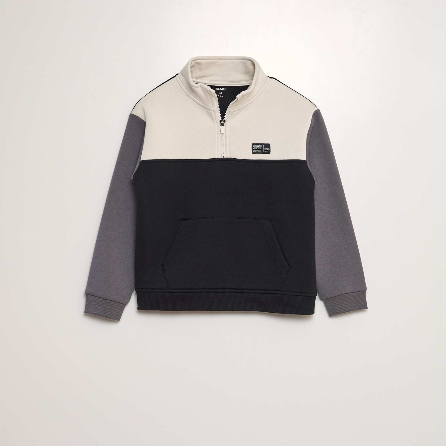 Sweat col camionneur colorblock NOIR