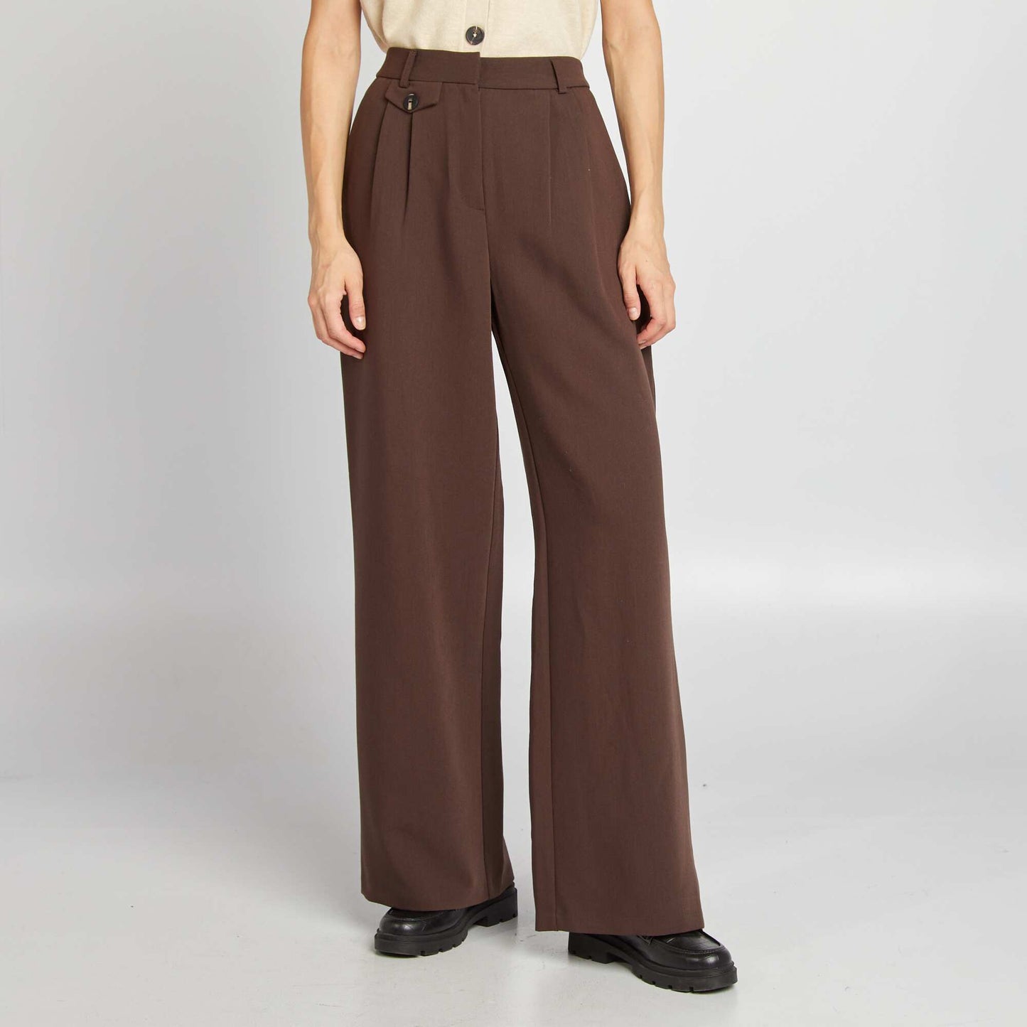 Pantalon tailleur large MARRON