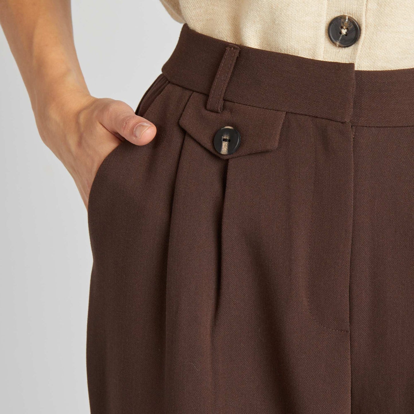 Pantalon tailleur large MARRON