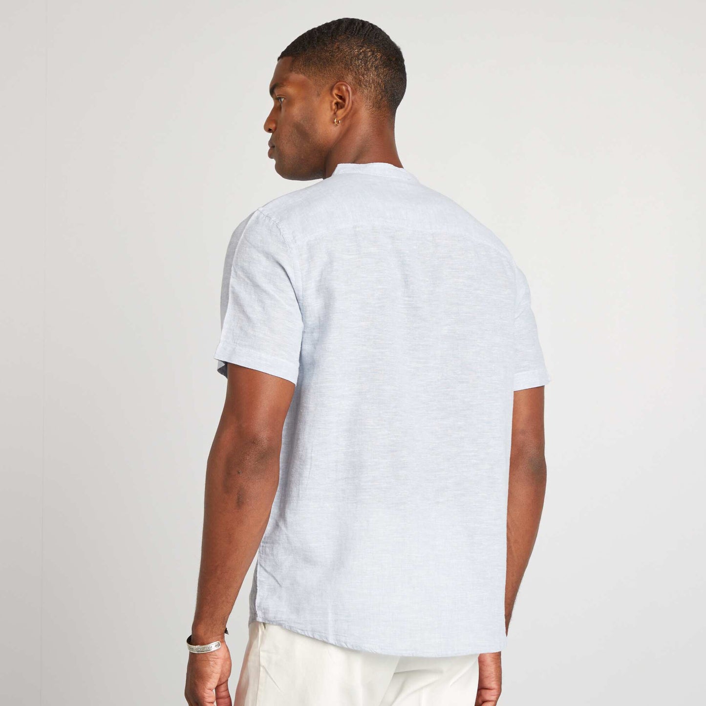 Chemise regular en lin mélangé BLEU