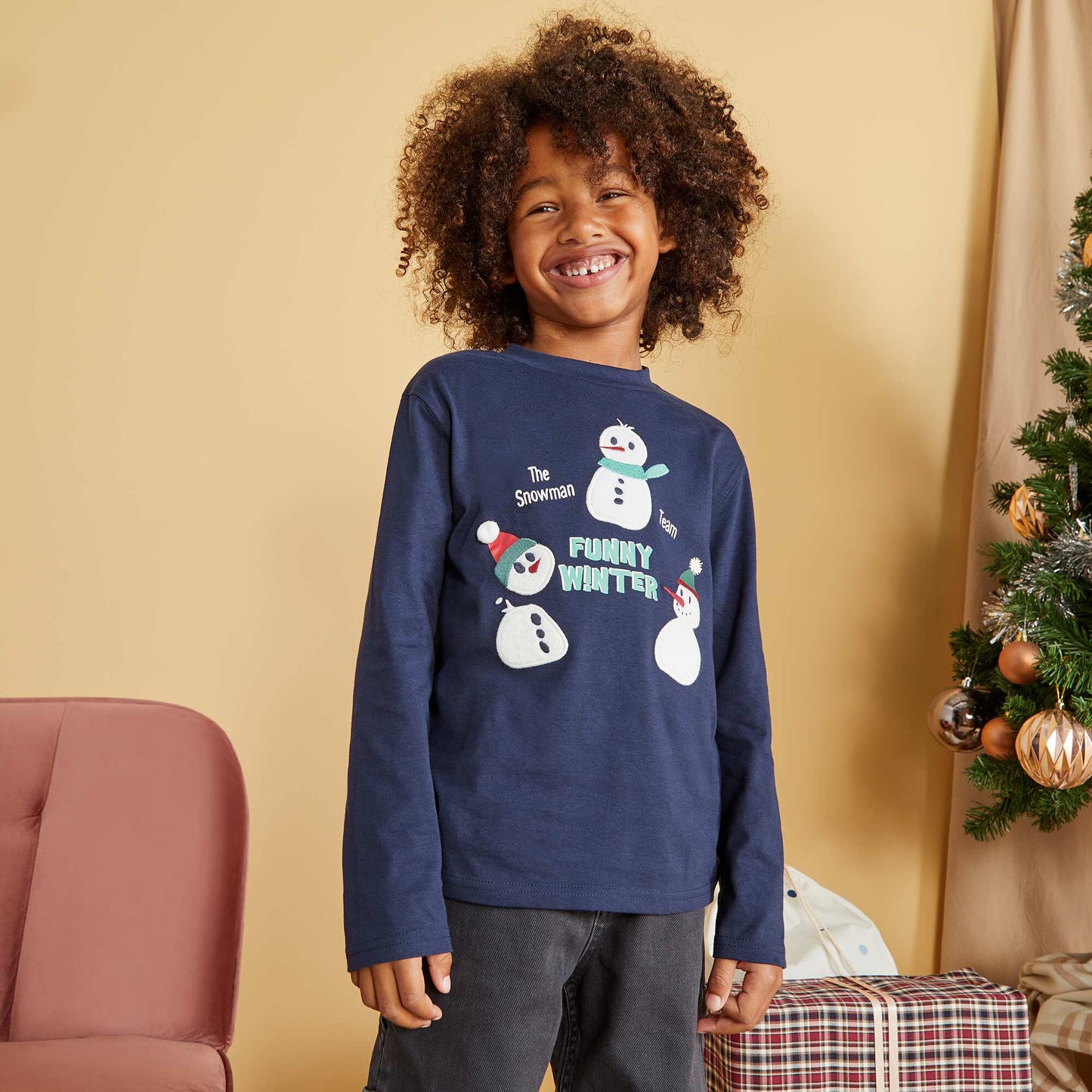 T-shirt animé Noël BLEU