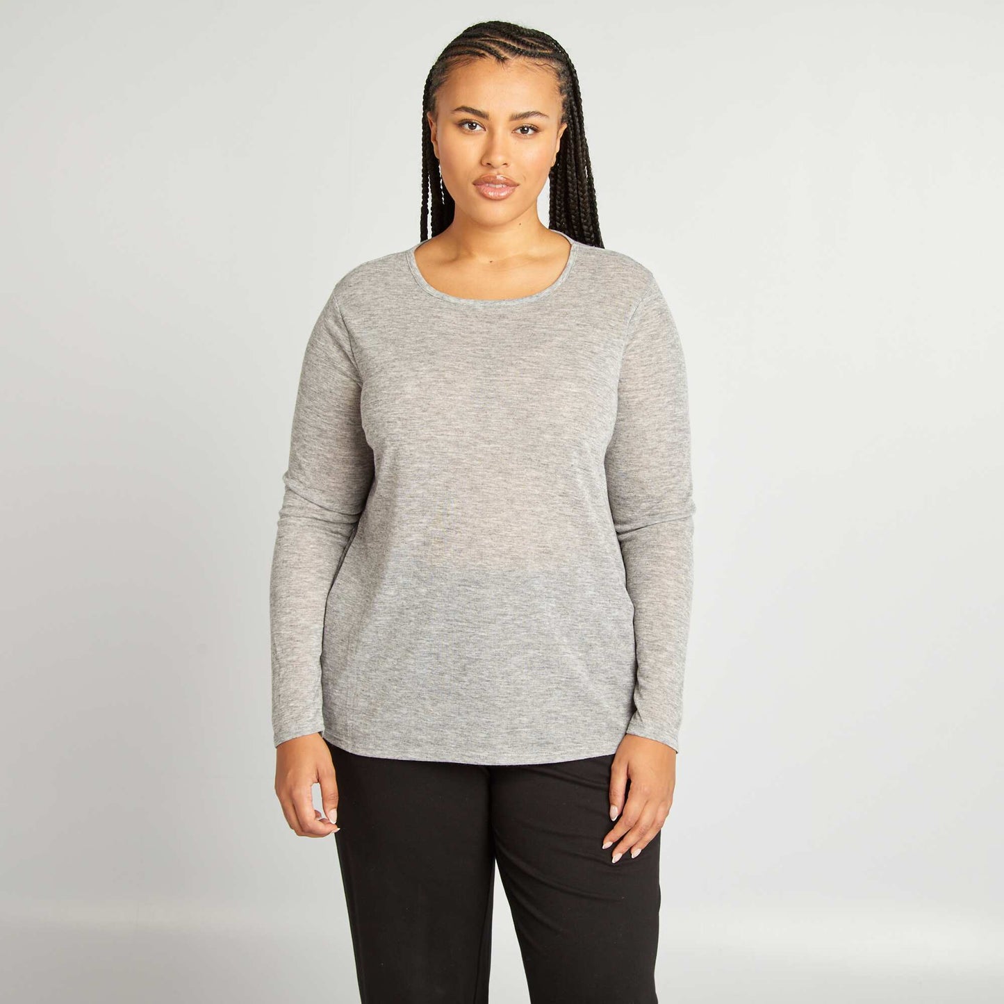 T-shirt léger à col rond GRIS