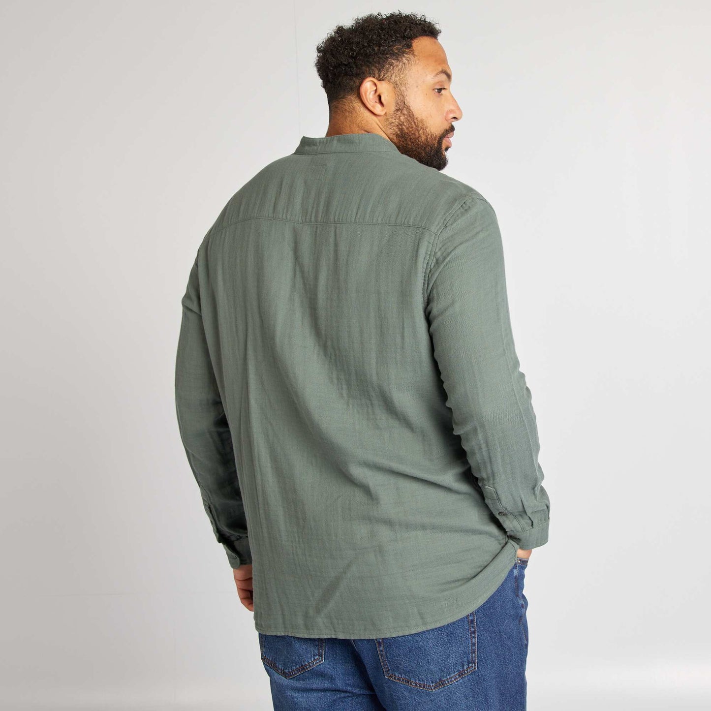 Chemise dobby avec col mao VERT