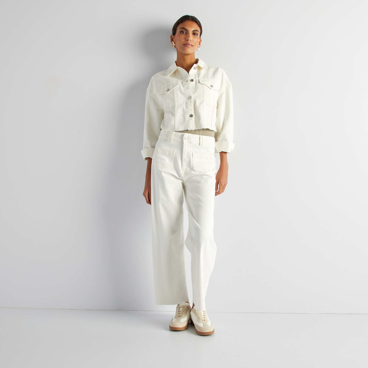 Veste en denim coupe courte Blanc