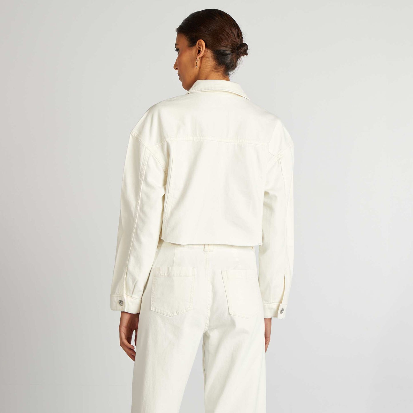 Veste en denim coupe courte Blanc