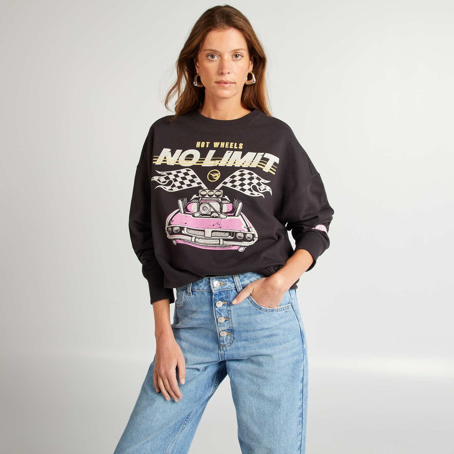 Sweat à col rond 'Hot Wheels' NOIR