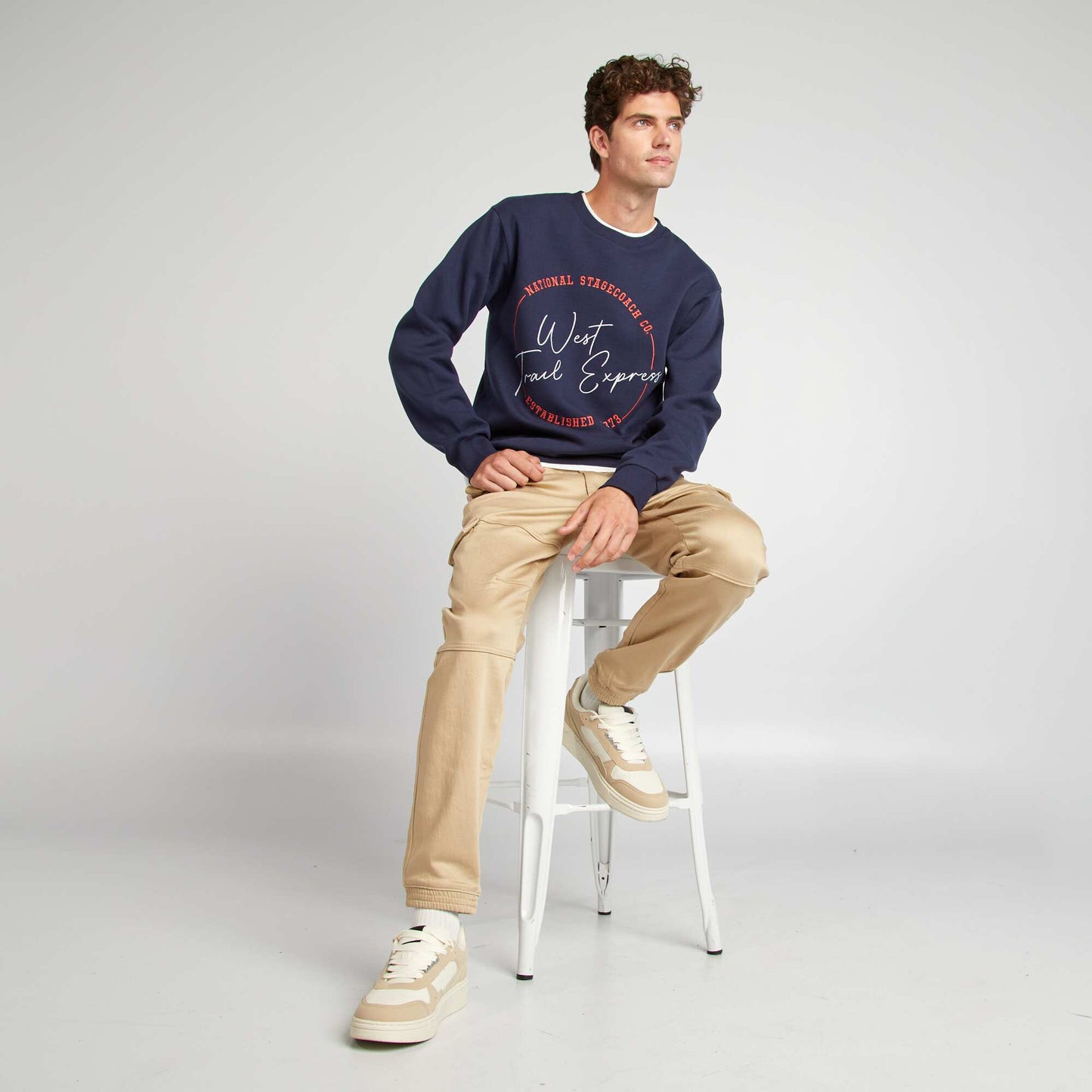 Sweat en molleton avec broderies BLEU