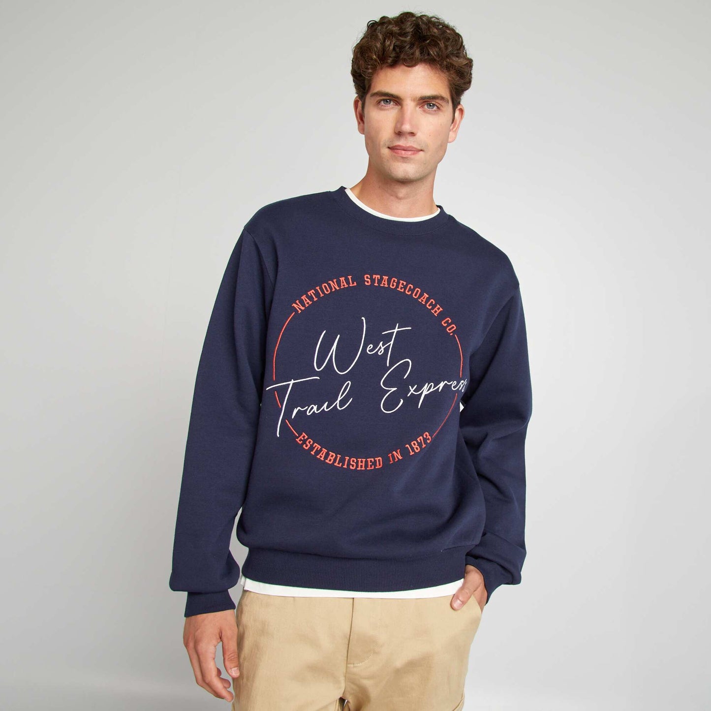 Sweat en molleton avec broderies BLEU