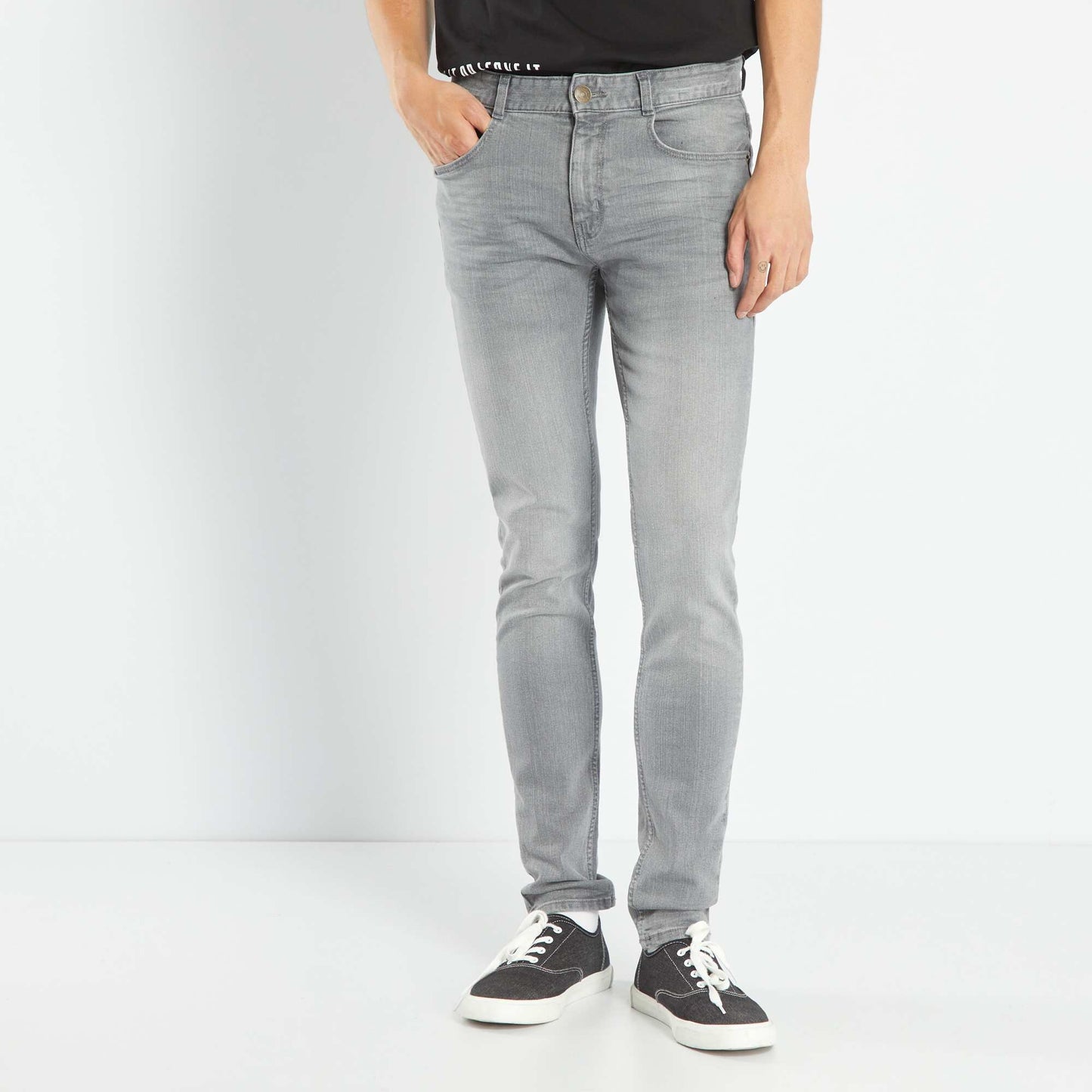 Jean slim stretch à 5 poches Gris
