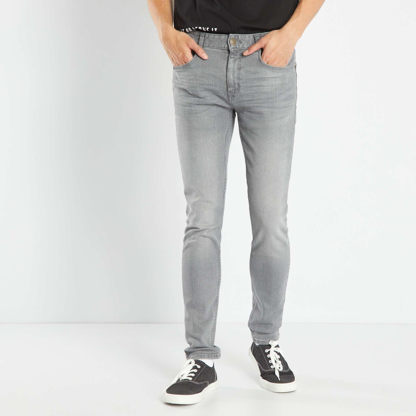 Jean slim stretch à 5 poches Gris