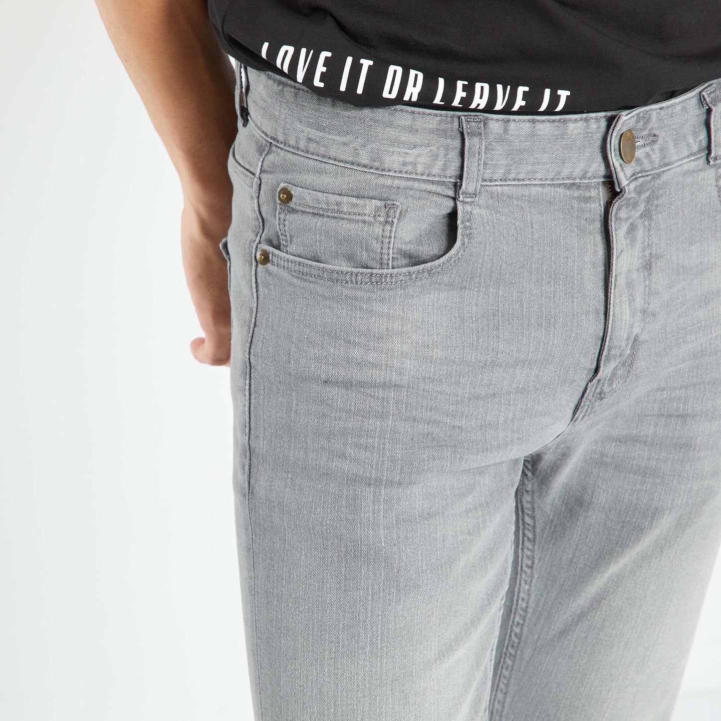 Jean slim stretch à 5 poches Gris