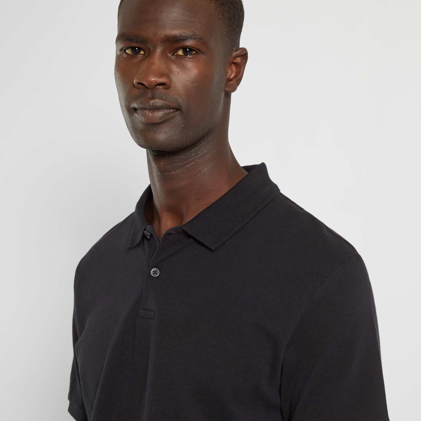 Polo en piqué de coton noir