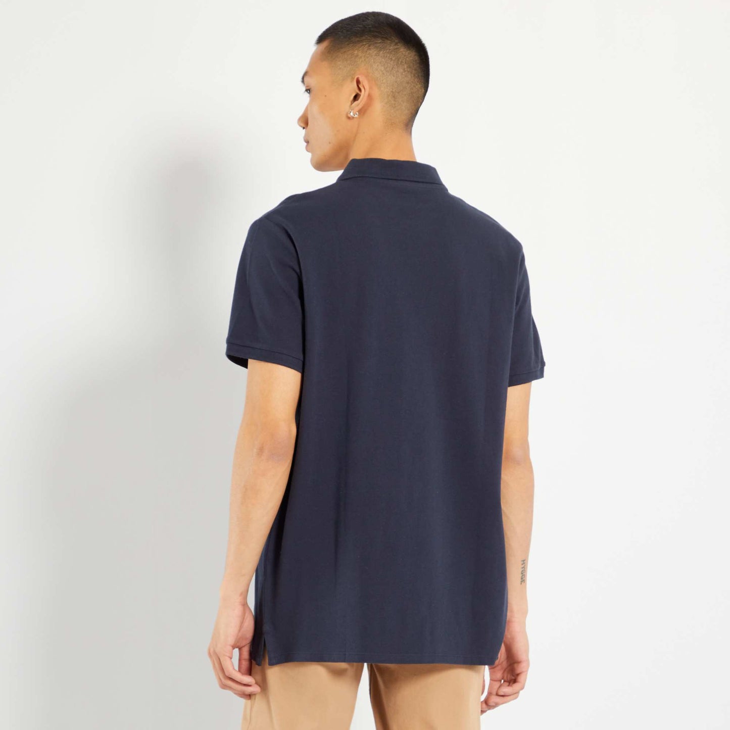 Polo en piqué de coton bleu marine