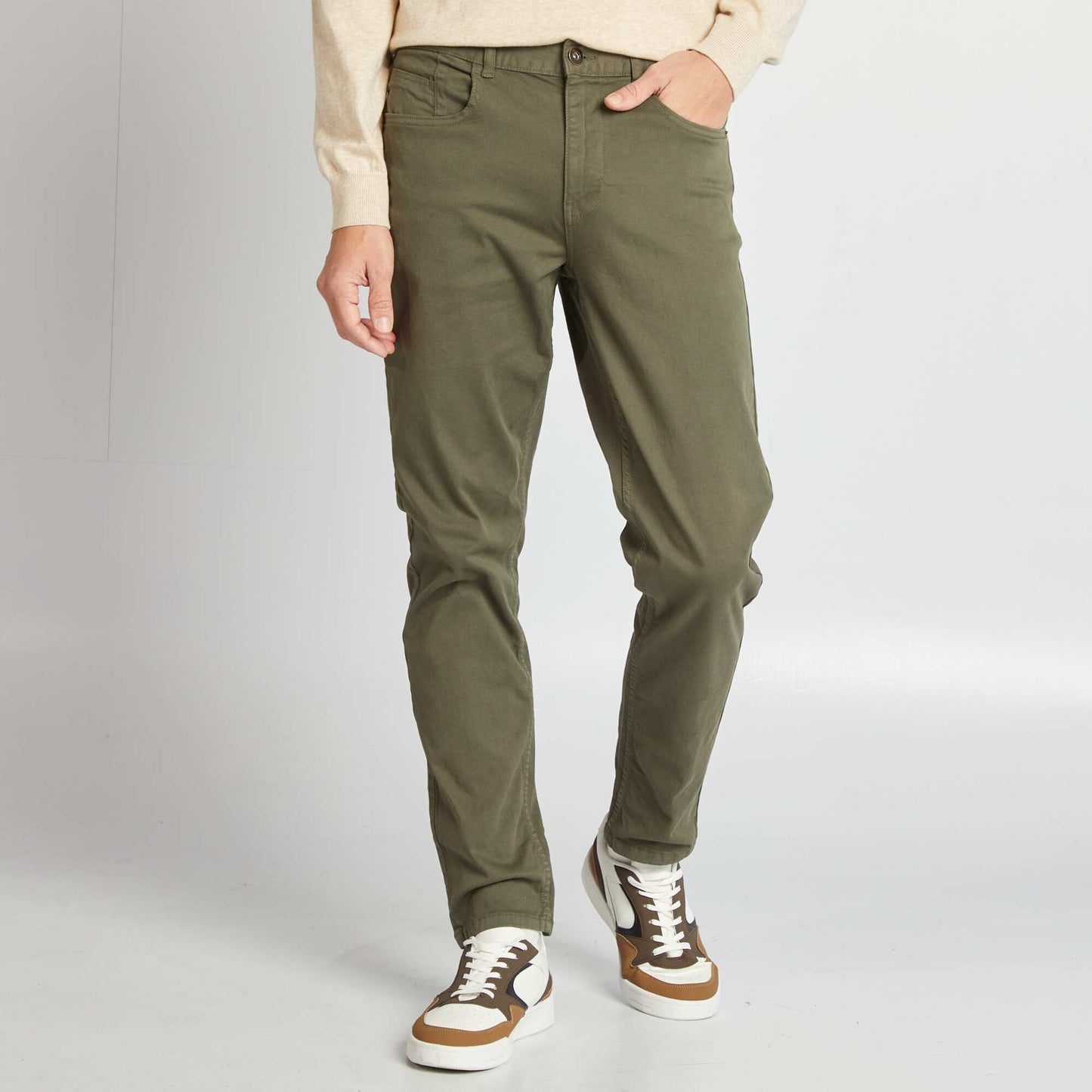 Chino slim 5 poches - L32 kaki