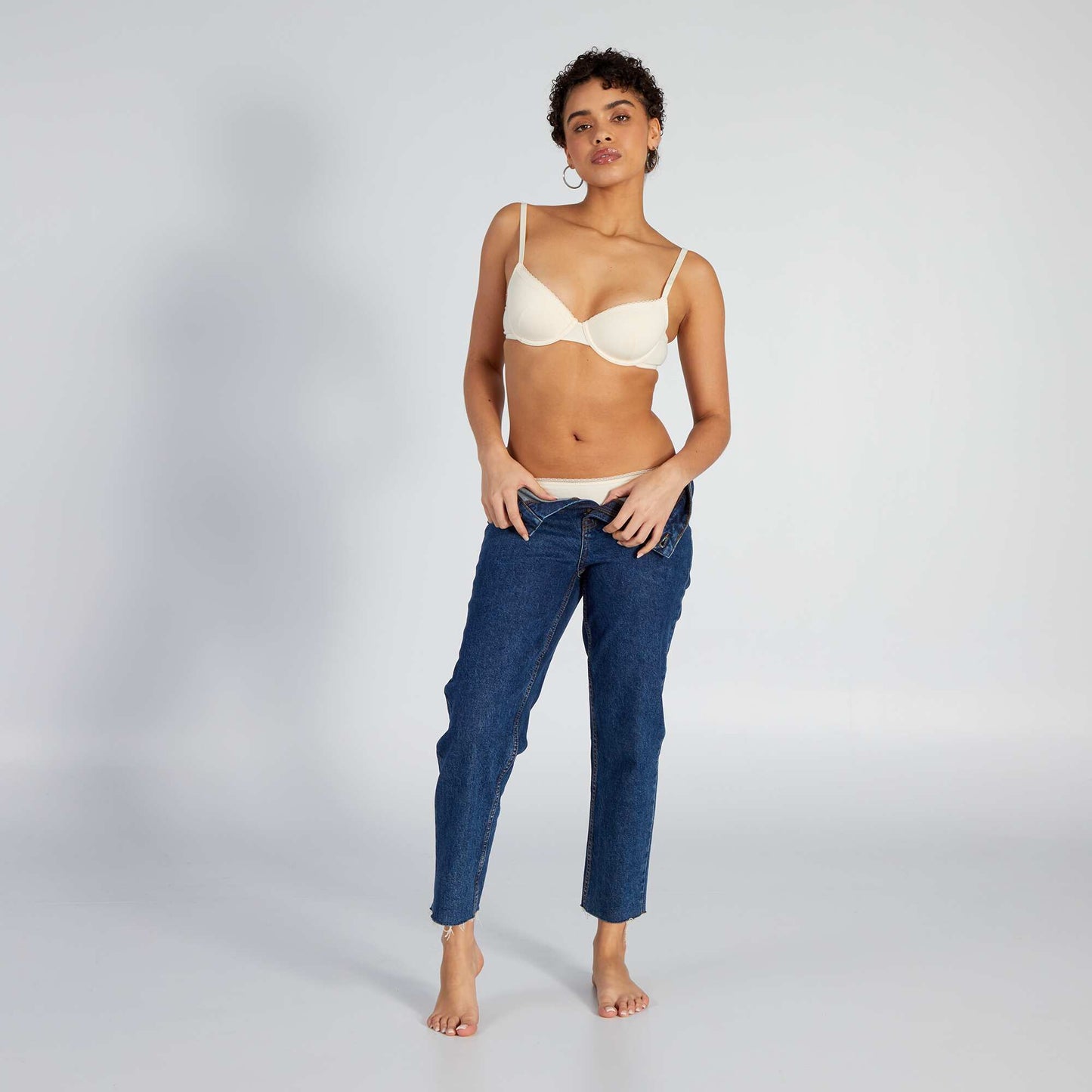 Culotte coton galon dentelle beige