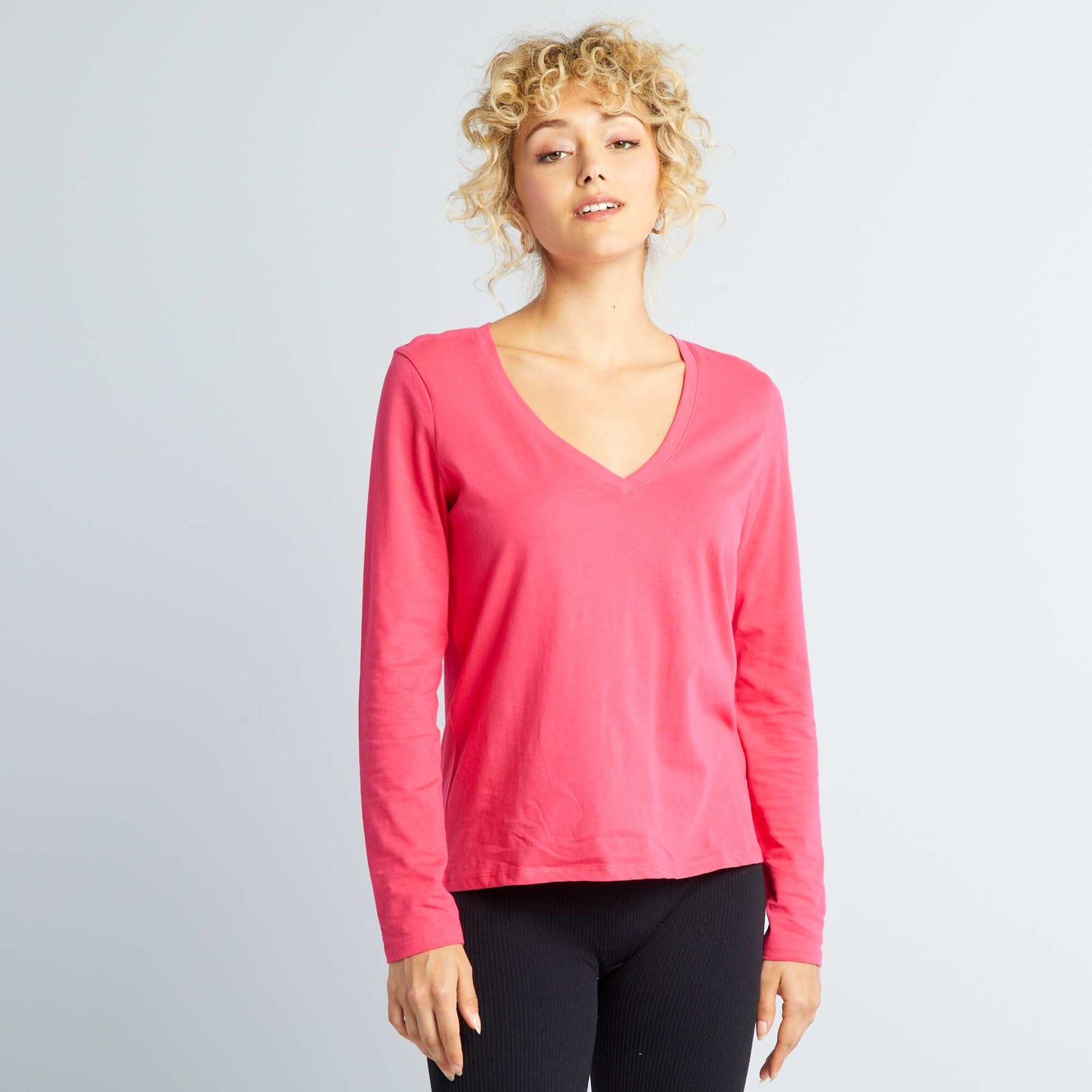 T-shirt col V ROSE