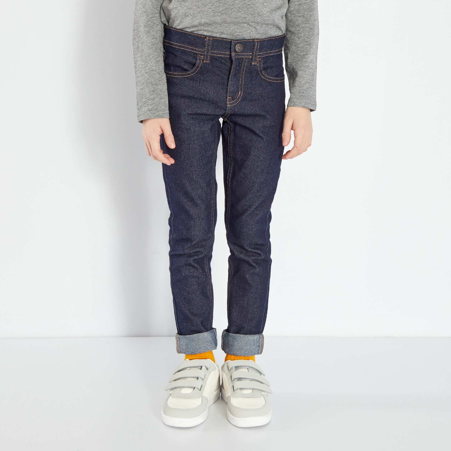 Jean skinny avec taille ajustable bleu foncé