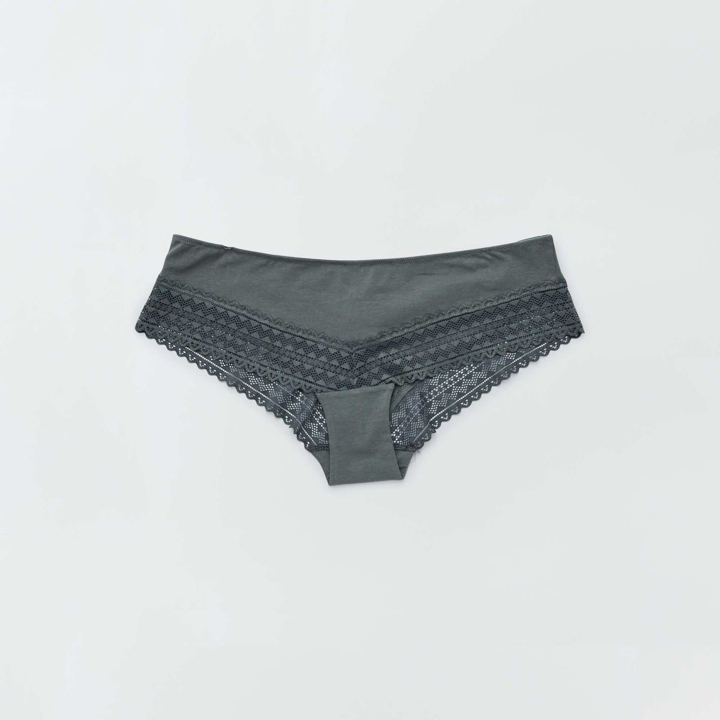 Lot de 3 shorty avec dentelle rose grisé/écru/vert