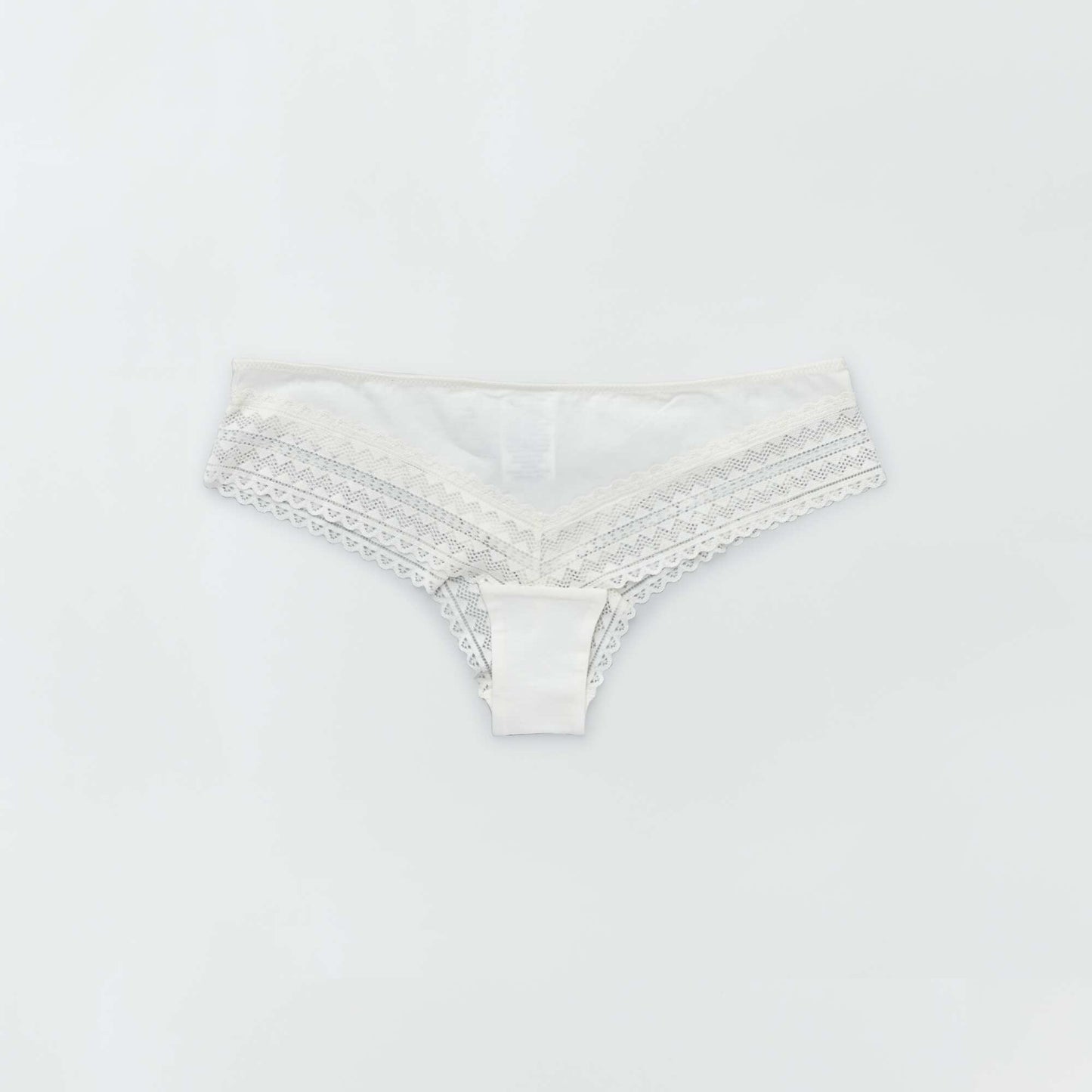Lot de 3 tangas coton dentelle rose grisé/écru/vert