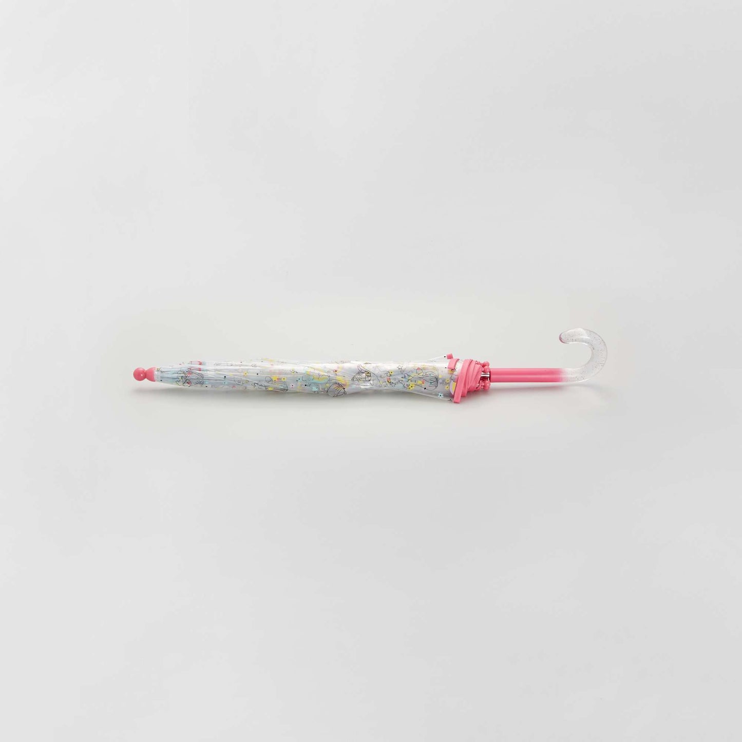 Parapluie transparent 'chat et arc-en-ciel' rose